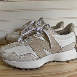 New Balance Women's Cream and White Sneakers